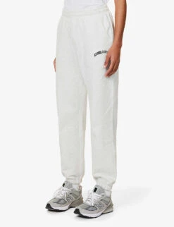 Branded Tapered High-rise Cotton-jersey Jogging Bottoms 9 Branded Tapered High-rise Cotton-jersey Jogging Bottoms -VogueVibe Store R04010186 LIGHTGREYMELANGE ALT02