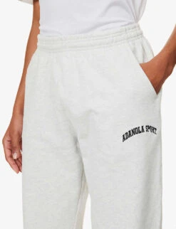 Branded Tapered High-rise Cotton-jersey Jogging Bottoms 11 Branded Tapered High-rise Cotton-jersey Jogging Bottoms -VogueVibe Store R04010186 LIGHTGREYMELANGE ALT04