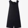 Button-fastened Relaxed-fit Cotton-blend Playsuit -VogueVibe Store R04010733 BLACK M