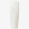 Colette Slim-fit Low-rise Satin Midi Skirt -VogueVibe Store R04011196 IVORY M