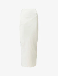 Colette Slim-fit Low-rise Satin Midi Skirt