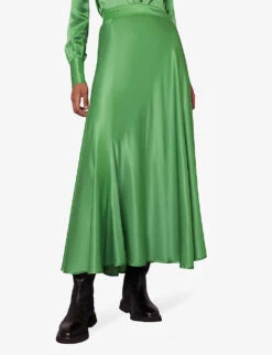 Whistles Hallie High-waisted Satin Midi Skirt -VogueVibe Store R04056797 MULTICOLOURED ALT02