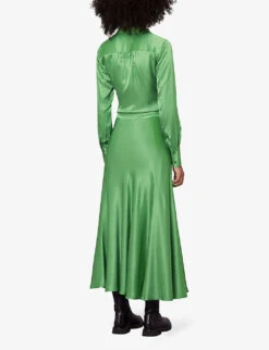 Whistles Hallie High-waisted Satin Midi Skirt -VogueVibe Store R04056797 MULTICOLOURED ALT03