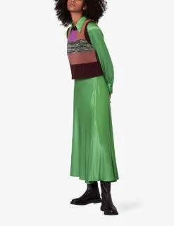 Whistles Hallie High-waisted Satin Midi Skirt -VogueVibe Store R04056797 MULTICOLOURED ALT04