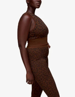 Whistles Animal-print Seamless Stretch-jersey Sports Bra -VogueVibe Store R04056801 MULTICOLOURED ALT02