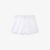 Sprig Floral-print Cotton Shorts -VogueVibe Store R04057580 WHITEPINK M