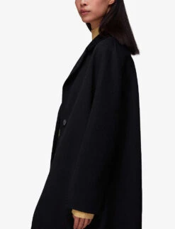 Whistles Double-faced Cocoon-shape Wool Coat -VogueVibe Store R04063906 BLACK ALT04