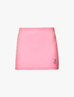 Juicy Couture Slim-fit Brand-embellished Velour Mini Skirt