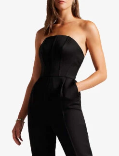 Ted Baker Oriiana Bustier Woven Jumpsuit 9 Ted Baker Oriiana Bustier Woven Jumpsuit -VogueVibe Store R04065920 BLACK ALT03