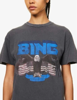 ANINE BING Vintage Logo-print Organic-cotton T-shirt 11 ANINE BING Vintage Logo-print Organic-cotton T-shirt -VogueVibe Store R04066409 WASHEDBLACK ALT04