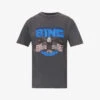 ANINE BING Vintage Logo-print Organic-cotton T-shirt -VogueVibe Store R04066409 WASHEDBLACK M