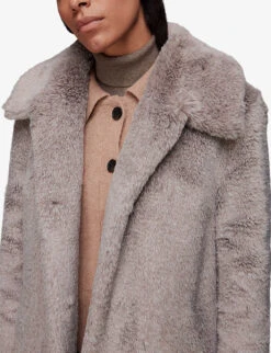 Whistles Imogen Collar-detail Faux-fur Coat -VogueVibe Store R04067953 MULTICOLOURED ALT02