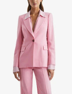 Reiss Blair Peak-lapel Wool-blend Blazer 10 Reiss Blair Peak-lapel Wool-blend Blazer -VogueVibe Store R04068035 PINK ALT02