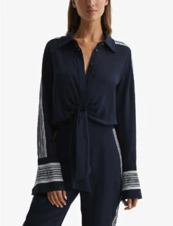Reiss Selma Side-stripe Woven Jumpsuit 11 Reiss Selma Side-stripe Woven Jumpsuit -VogueVibe Store R04068341 NAVY ALT04