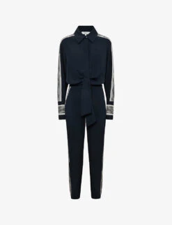 Reiss Selma Side-stripe Woven Jumpsuit