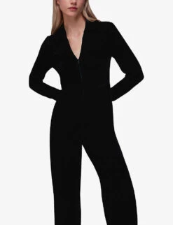 Whistles V-neckline Woven Jumpsuit -VogueVibe Store R04068736 BLACK ALT02