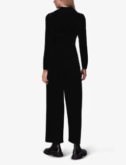 Whistles V-neckline Woven Jumpsuit -VogueVibe Store R04068736 BLACK ALT03