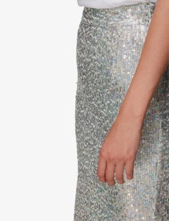 Whistles Sequin-embellished High-waist Recycled-polyester Midi Skirt -VogueVibe Store R04069777 SILVER ALT04