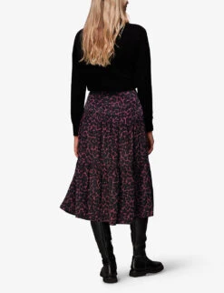 Whistles Leopard-print High-waist Woven Midi Skirt -VogueVibe Store R04070392 MULTICOLOURED ALT03
