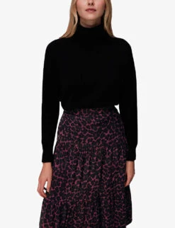 Whistles Leopard-print High-waist Woven Midi Skirt -VogueVibe Store R04070392 MULTICOLOURED ALT04
