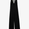 Ted Baker Janvier Crystal-embellished V-neck Woven Jumpsuit -VogueVibe Store R04070400 BLACK M