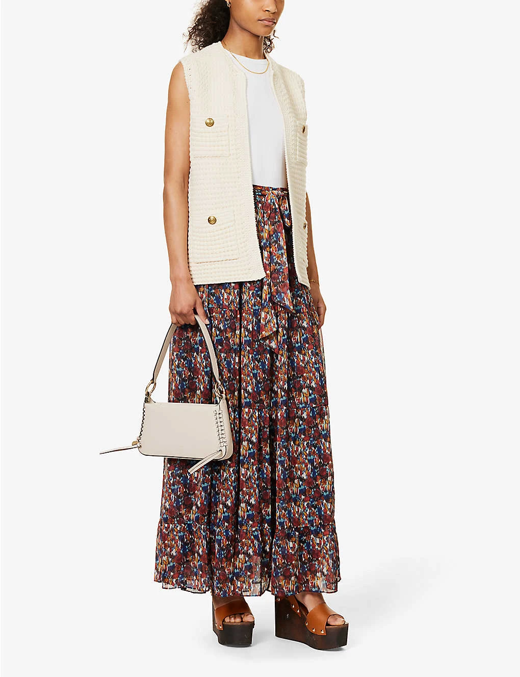 ME AND EM Mottled Floral-print Recycled-polyester-blend Midi Skirt 4 ME AND EM Mottled Floral-print Recycled-polyester-blend Midi Skirt - Image 2