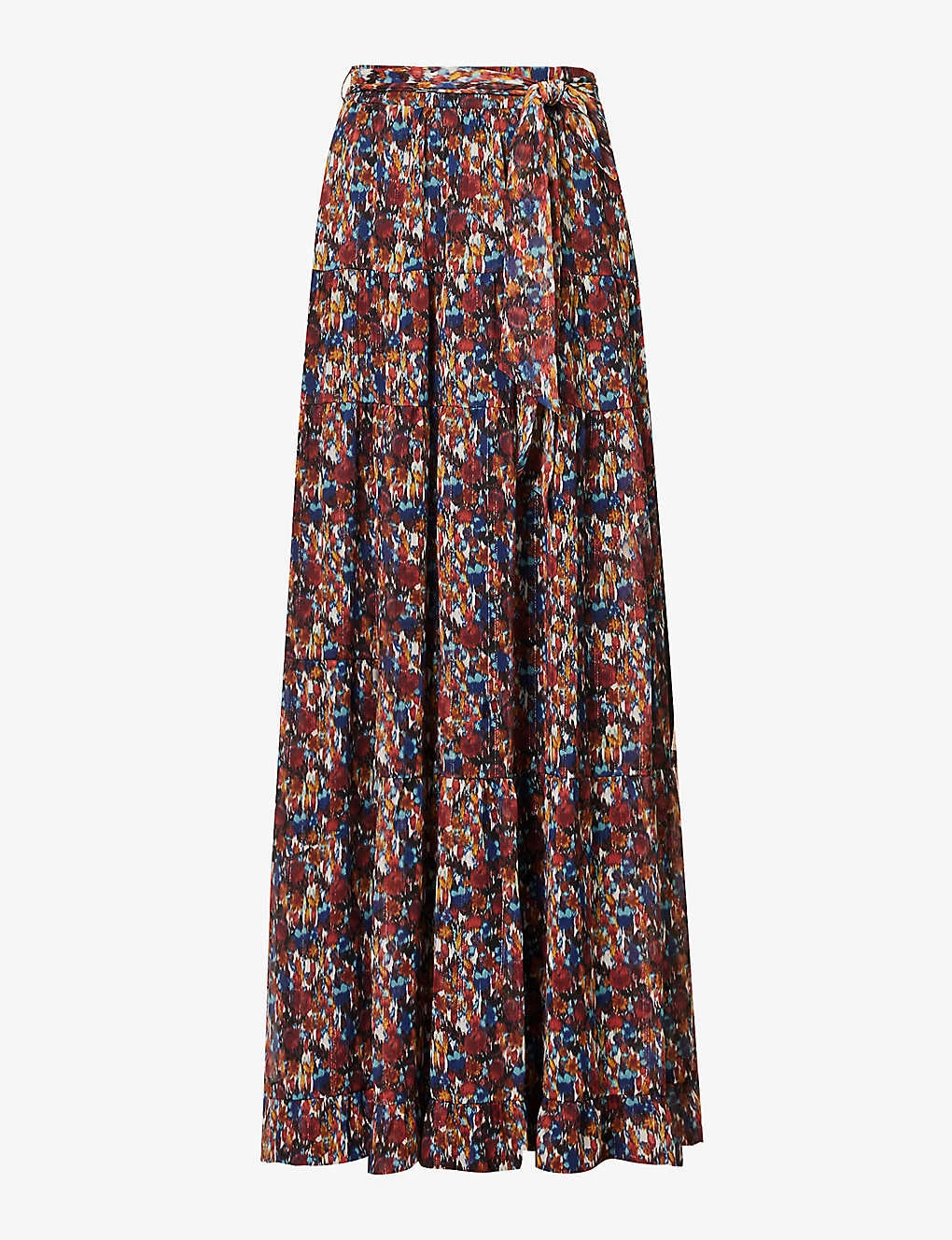 ME AND EM Mottled Floral-print Recycled-polyester-blend Midi Skirt