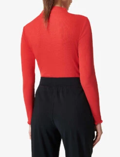 Sweaty Betty Eden Funnel-neck Stretch-woven Top -VogueVibe Store R04074893 CRANBERRYRED ALT03