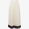 Reiss Osti Colour-block Pleated Woven Midi Skirt -VogueVibe Store R04075236 WHITE M