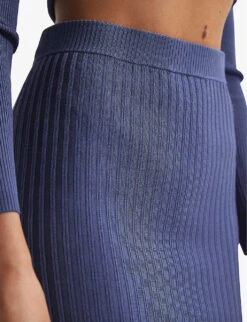 Reiss Iona Pencil Ribbed-knit Midi Skirt -VogueVibe Store R04075237 BLUE ALT04