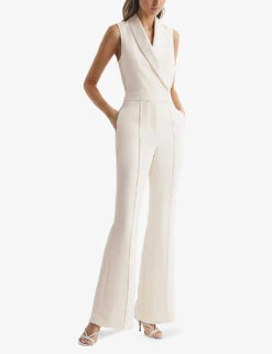 Reiss Dani Tuxedo Woven Jumpsuit -VogueVibe Store R04075257 IVORY ALT02