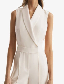 Reiss Dani Tuxedo Woven Jumpsuit -VogueVibe Store R04075257 IVORY ALT04