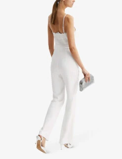 Reiss Cora Lace-bodice Stretch-woven Jumpsuit -VogueVibe Store R04075258 IVORY ALT03