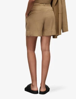 AllSaints Deri Lyn Wide-leg Mid-rise Woven Shorts 10 AllSaints Deri Lyn Wide-leg Mid-rise Woven Shorts -VogueVibe Store R04080479 LIGHTKHAKIBR ALT03