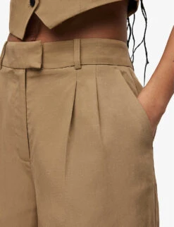 AllSaints Deri Lyn Wide-leg Mid-rise Woven Shorts 11 AllSaints Deri Lyn Wide-leg Mid-rise Woven Shorts -VogueVibe Store R04080479 LIGHTKHAKIBR ALT04