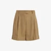 AllSaints Deri Lyn Wide-leg Mid-rise Woven Shorts -VogueVibe Store R04080479 LIGHTKHAKIBR M