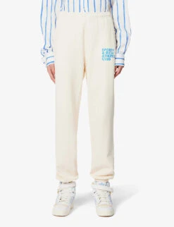 Exercise Often Text-print Cotton-jersey Jogging Bottoms -VogueVibe Store R04081051 CREAMOCEAN ALT02