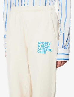 Exercise Often Text-print Cotton-jersey Jogging Bottoms -VogueVibe Store R04081051 CREAMOCEAN ALT04