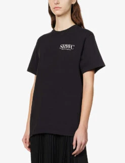 Upper East Side Logo Cotton-jersey T-shirt -VogueVibe Store R04081052 FADEDBLACKWHITE ALT02