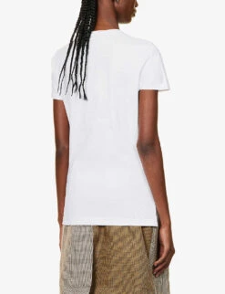 Vivienne Westwood Orb Logo-embroidered Cotton-jersey T-shirt -VogueVibe Store R04081557 WHITE ALT03