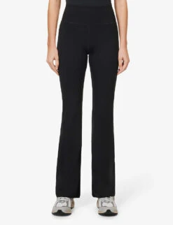 Girlfriend Collective Compression Flared High-rise Stretch-recycled Polyester Leggings 9 Girlfriend Collective Compression Flared High-rise Stretch-recycled Polyester Leggings -VogueVibe Store R04083184 BLACK ALT02