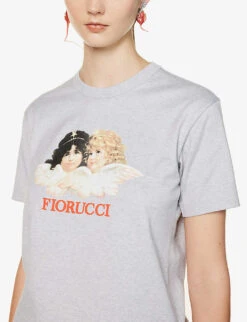 FIORUCCI Angels Graphic-print Organic Cotton-jersey T-shirt 11 FIORUCCI Angels Graphic-print Organic Cotton-jersey T-shirt -VogueVibe Store R04083438 GREY ALT04