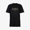 AllSaints Rila Boyfriend Logo-print Organic-cotton T-shirt -VogueVibe Store R04085125 BLACK M