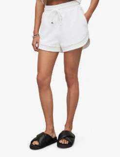 AllSaints Lila Crochet-trim Organic-cotton Shorts 9 AllSaints Lila Crochet-trim Organic-cotton Shorts -VogueVibe Store R04085137 CHALKWHITE ALT02