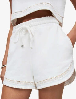 AllSaints Lila Crochet-trim Organic-cotton Shorts 11 AllSaints Lila Crochet-trim Organic-cotton Shorts -VogueVibe Store R04085137 CHALKWHITE ALT04