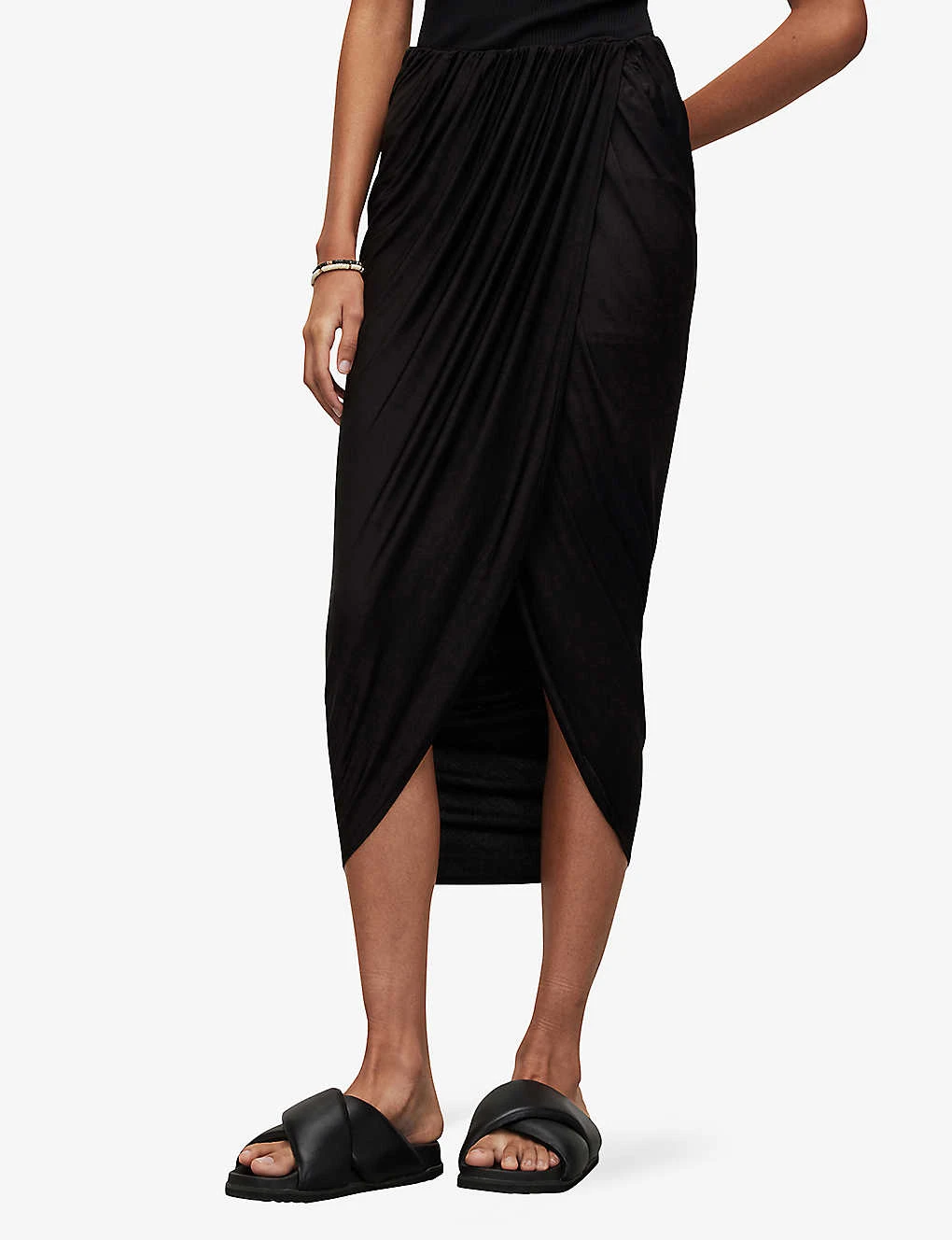 AllSaints Aurelia Asymmetric-hem Stretch-woven Midi Skirt 5 AllSaints Aurelia Asymmetric-hem Stretch-woven Midi Skirt - Image 3