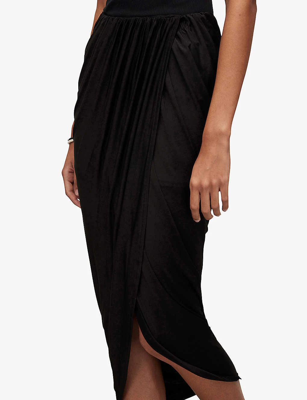 AllSaints Aurelia Asymmetric-hem Stretch-woven Midi Skirt 7 AllSaints Aurelia Asymmetric-hem Stretch-woven Midi Skirt - Image 5