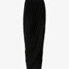AllSaints Aurelia Asymmetric-hem Stretch-woven Midi Skirt -VogueVibe Store R04085167 BLACK M