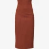 Victoria Beckham Body Slim-fit Stretch-woven Midi Skirt -VogueVibe Store R04085480 BROWN M
