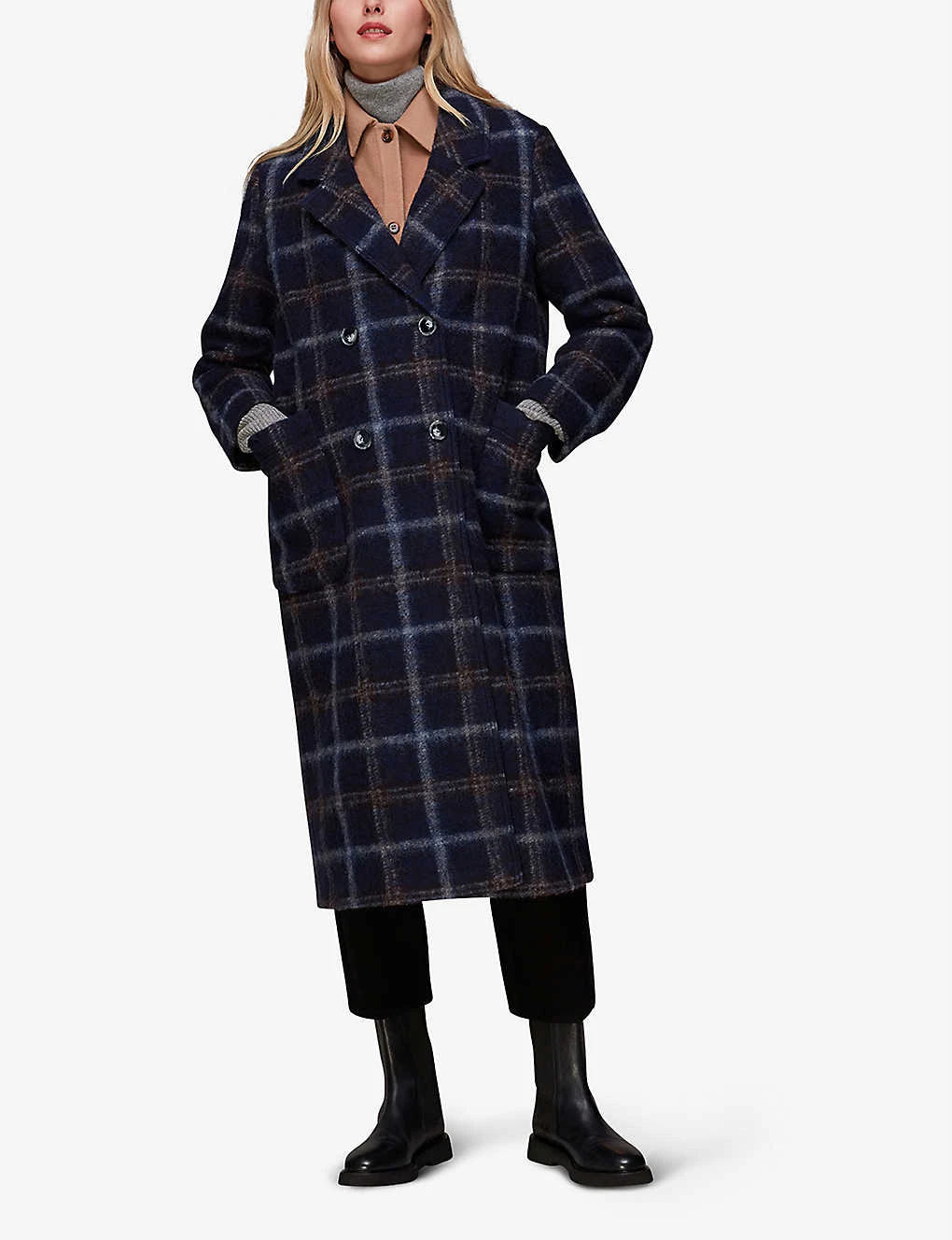 Whistles Double-breasted Check Wool-blend Coat 4 Whistles Double-breasted Check Wool-blend Coat - Image 2
